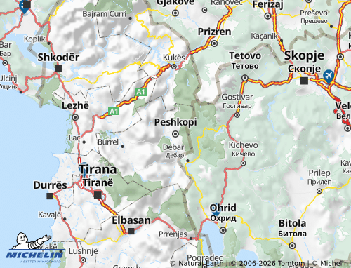 MICHELIN Dibër map - ViaMichelin