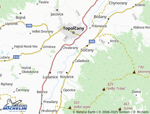 MICHELIN Nitrianska Streda map - ViaMichelin