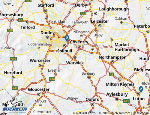 MICHELIN Warwickshire map - ViaMichelin