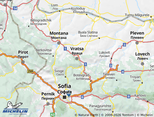 Mappa MICHELIN Vratsa - ViaMichelin