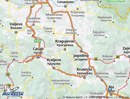 Mapa MICHELIN Šumadijski - ViaMichelin