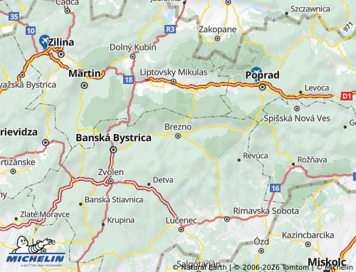Mappa MICHELIN Brezno - ViaMichelin