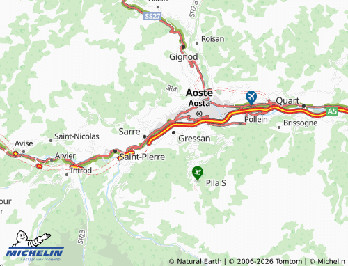 Carte MICHELIN Gressan - ViaMichelin
