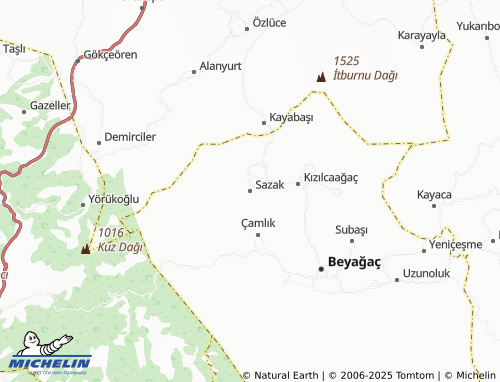 MICHELIN Sazak map - ViaMichelin