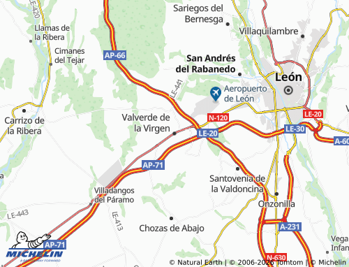 Kaart MICHELIN Valverde de la Virgen - ViaMichelin