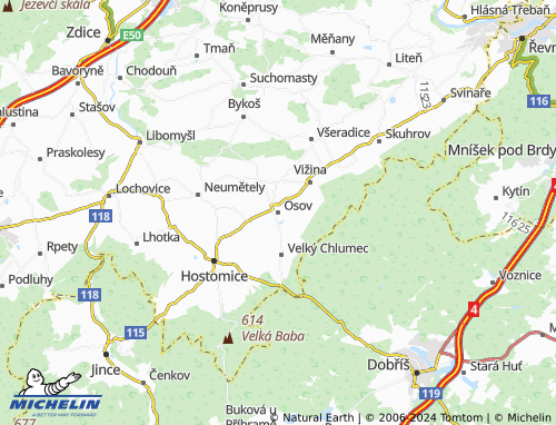 MICHELIN Osov map - ViaMichelin