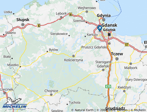 MICHELIN Kościerski map - ViaMichelin