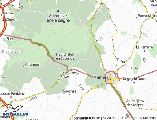 Carte MICHELIN Villaines-la-Carelle - ViaMichelin