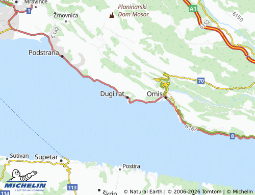 MICHELIN Dugi rat map - ViaMichelin