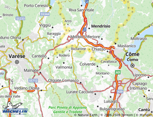 MICHELIN Uggiate con Ronago map - ViaMichelin