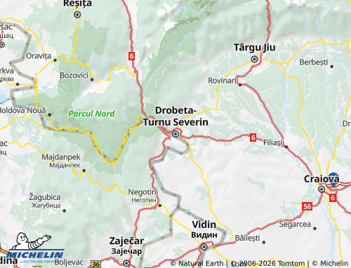 Mapa MICHELIN Mehedinți - ViaMichelin