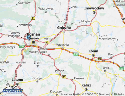 MICHELIN Wrzesiński map - ViaMichelin