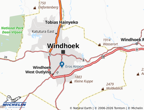 MICHELIN Klein Windhoek map - ViaMichelin