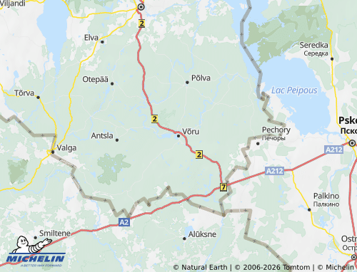 Mapa MICHELIN Võru maakond - ViaMichelin
