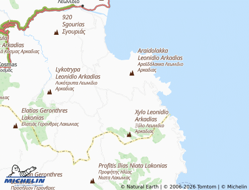 MICHELIN Pigadi Leonidiou map - ViaMichelin