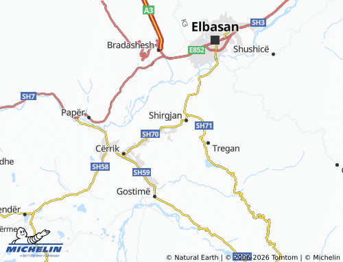 MICHELIN Gjergjan map - ViaMichelin