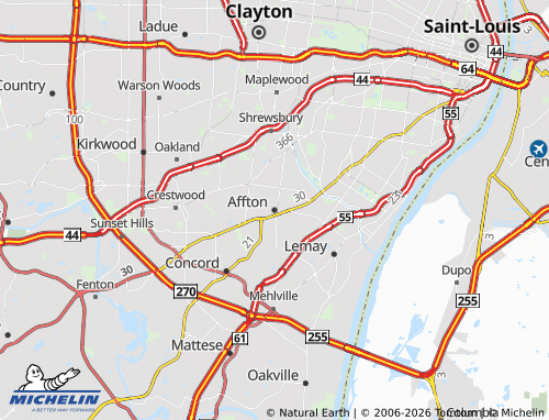 Mappa MICHELIN Affton - ViaMichelin