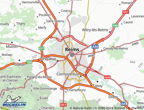 Mappa MICHELIN Reims - ViaMichelin